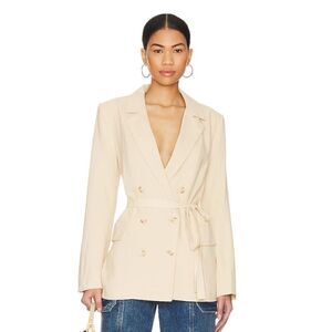 Free People Double-Breasted Cream Blazer Jacket